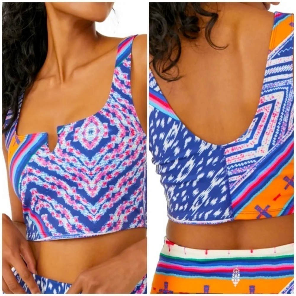 Free People Movement Apres Ski Mesh Lined Boho Tie Dye Athleisure Sports Bra Top